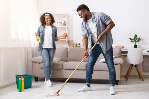 house cleaning with family