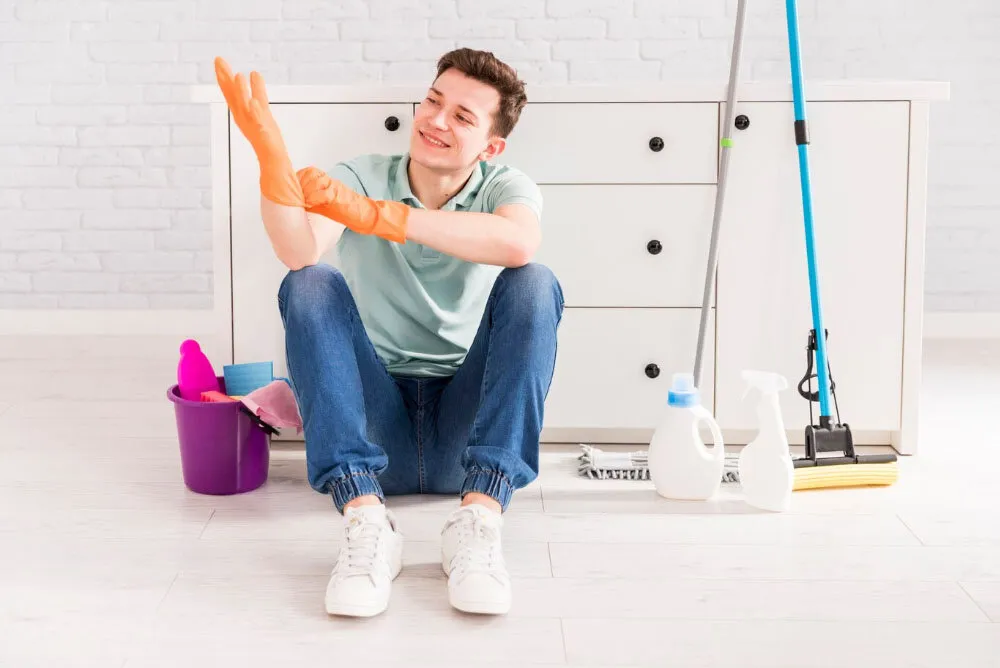 cleaning baseboards