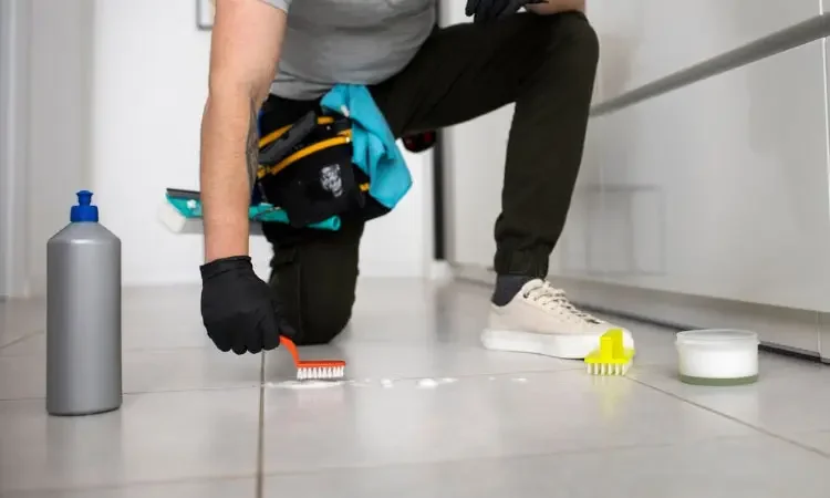 cleaning tile floor grout