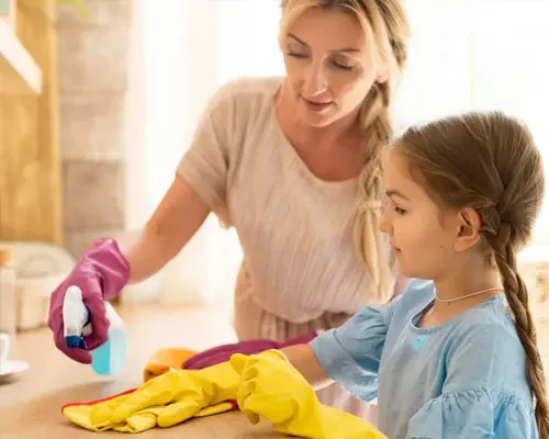 Teaching a child how to clean