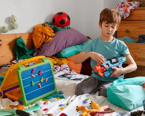 mess on the kids bed