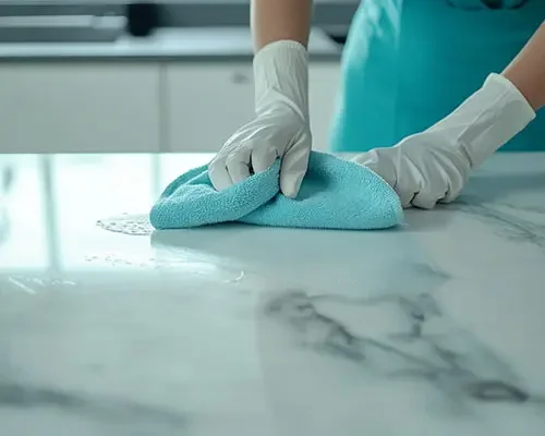 wiping marble table