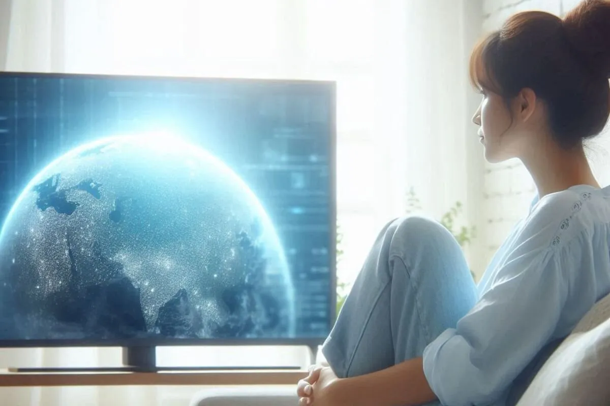 Woman watching a TV