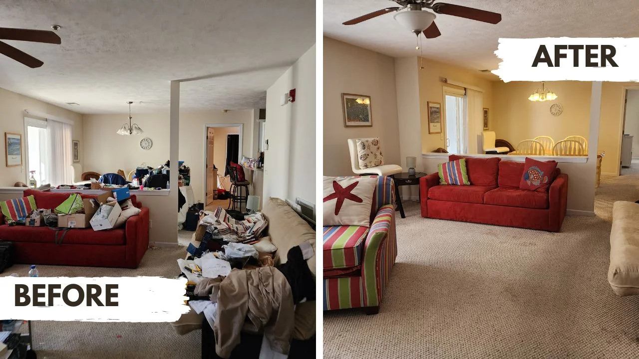 living room cleaning in Denver - before and after