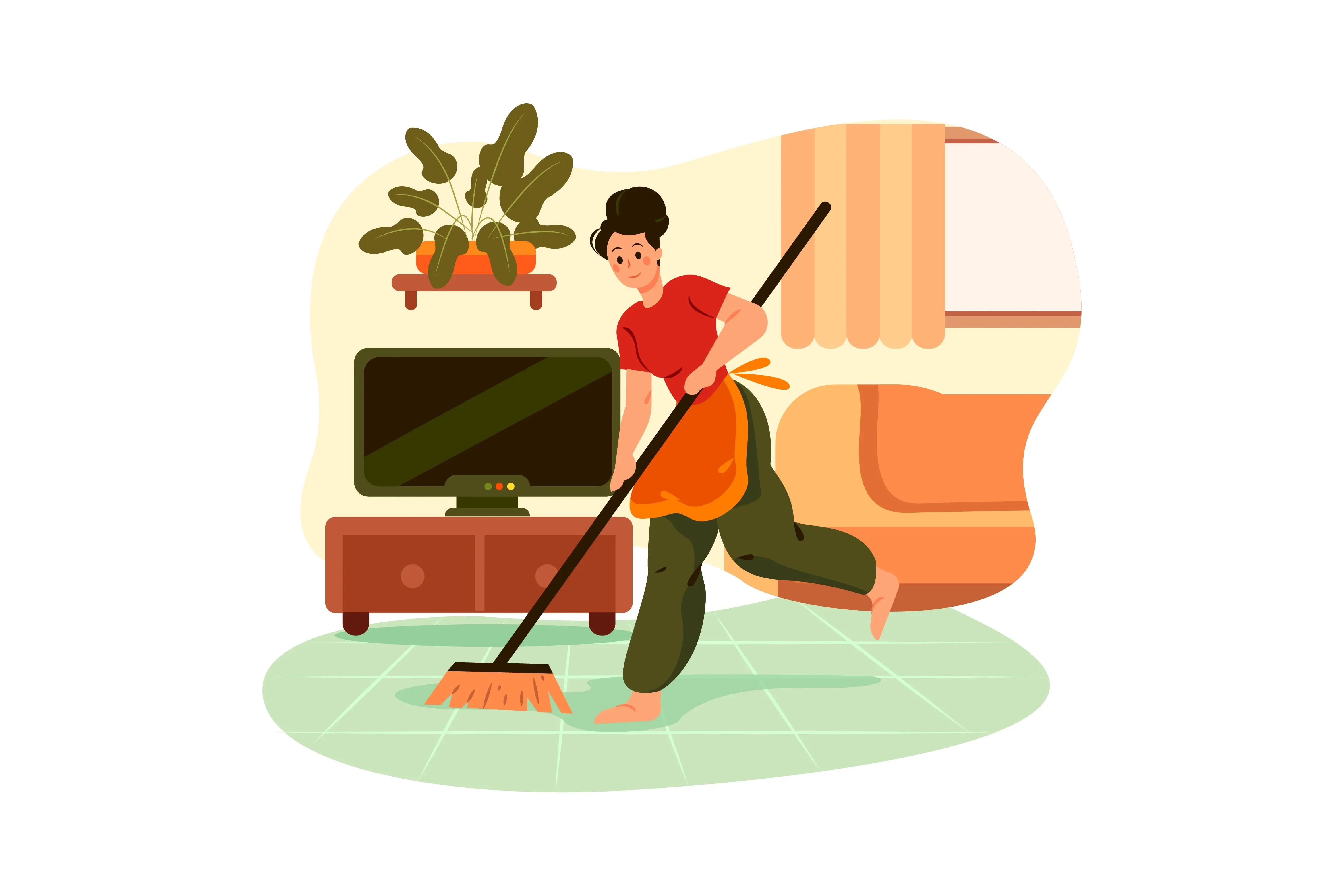 woman cleaning carpet