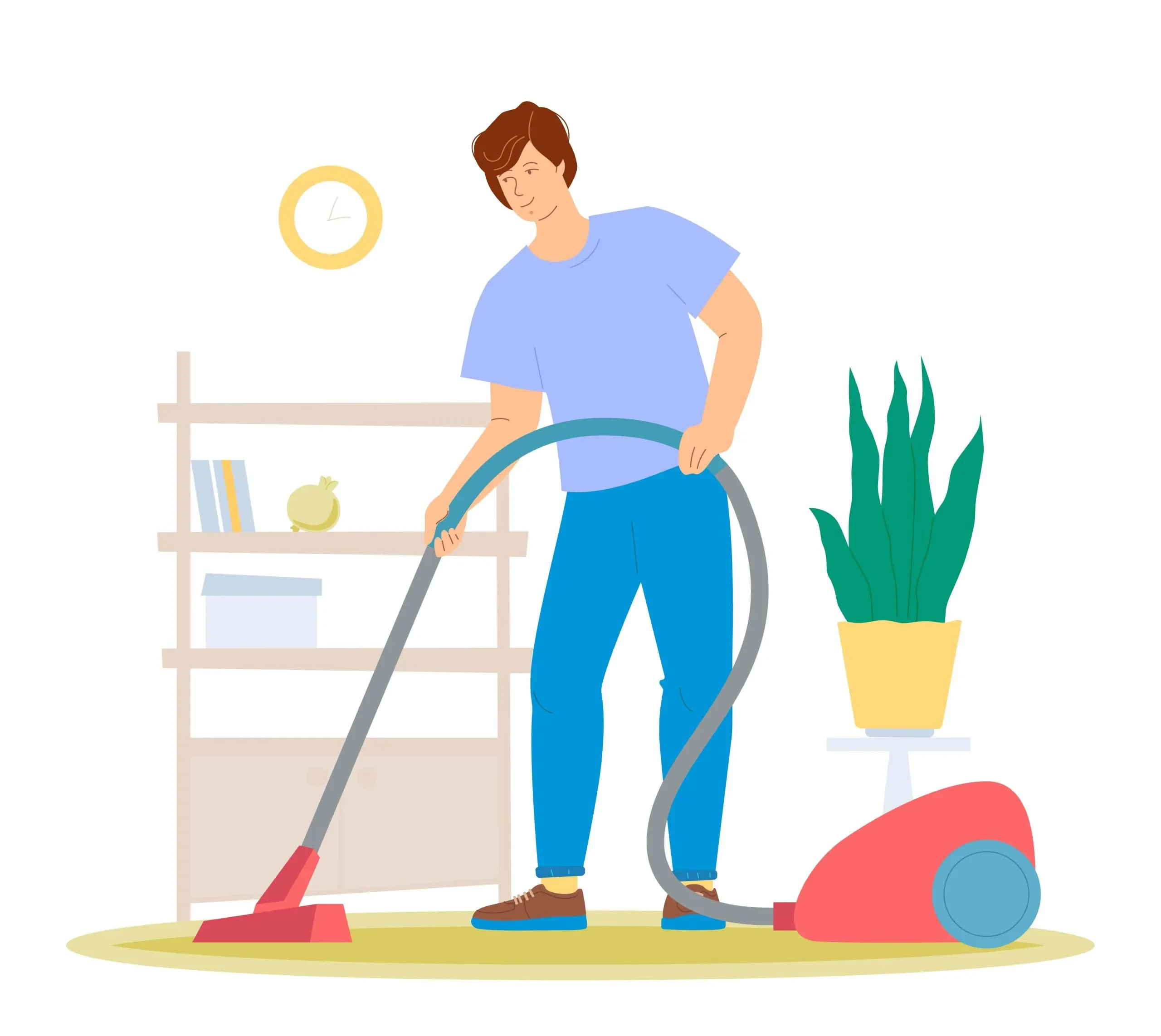 man cleaning carpet