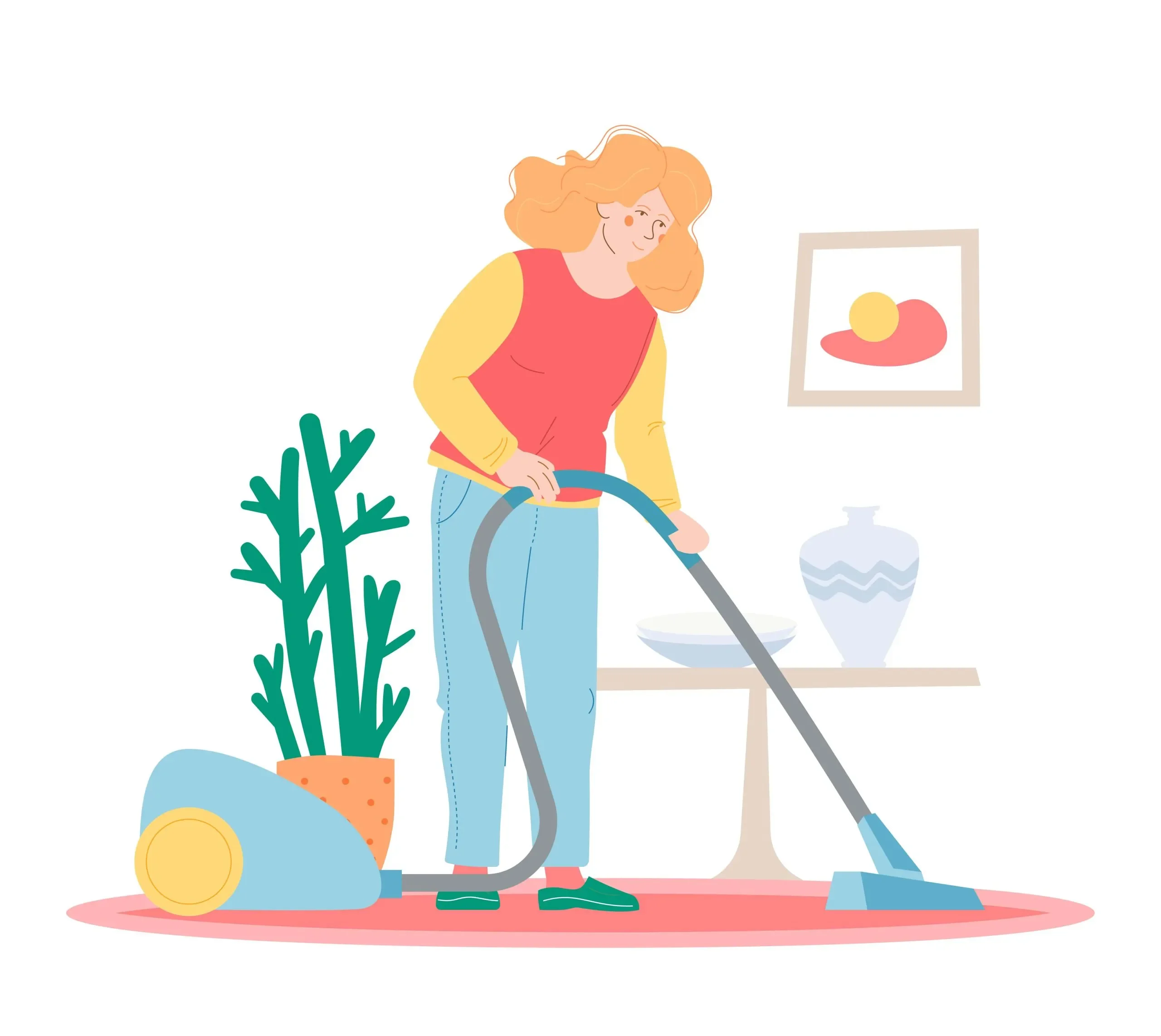 lady cleaning carpet