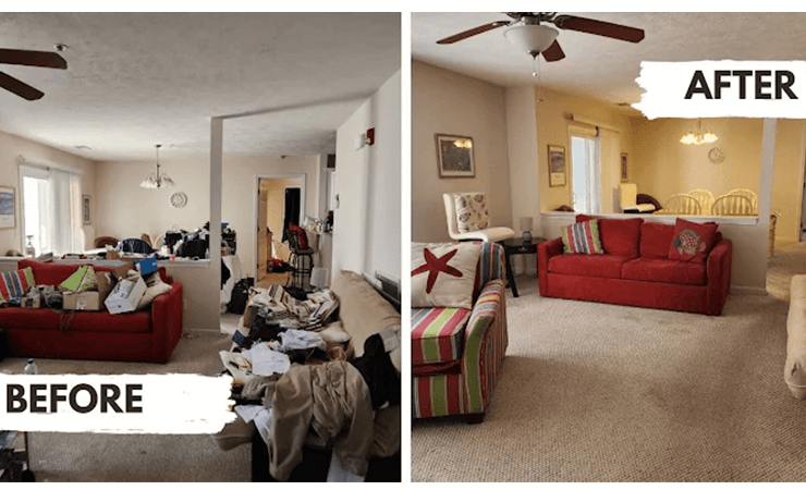 before after living room cleaning