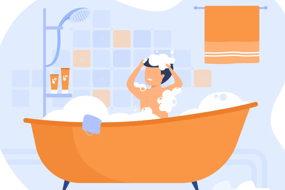 taking a bath with a clean shower