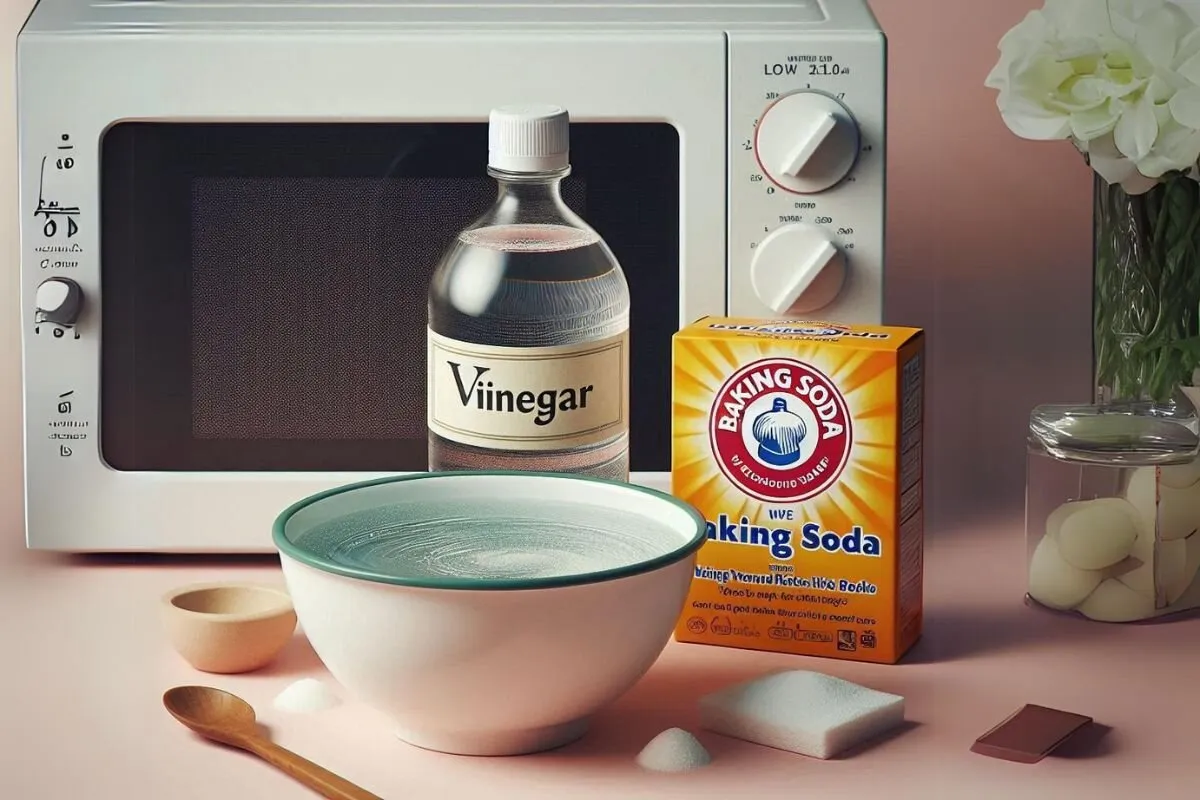 Vinegar, Baking Soda, and Water - how to clean microwave oven