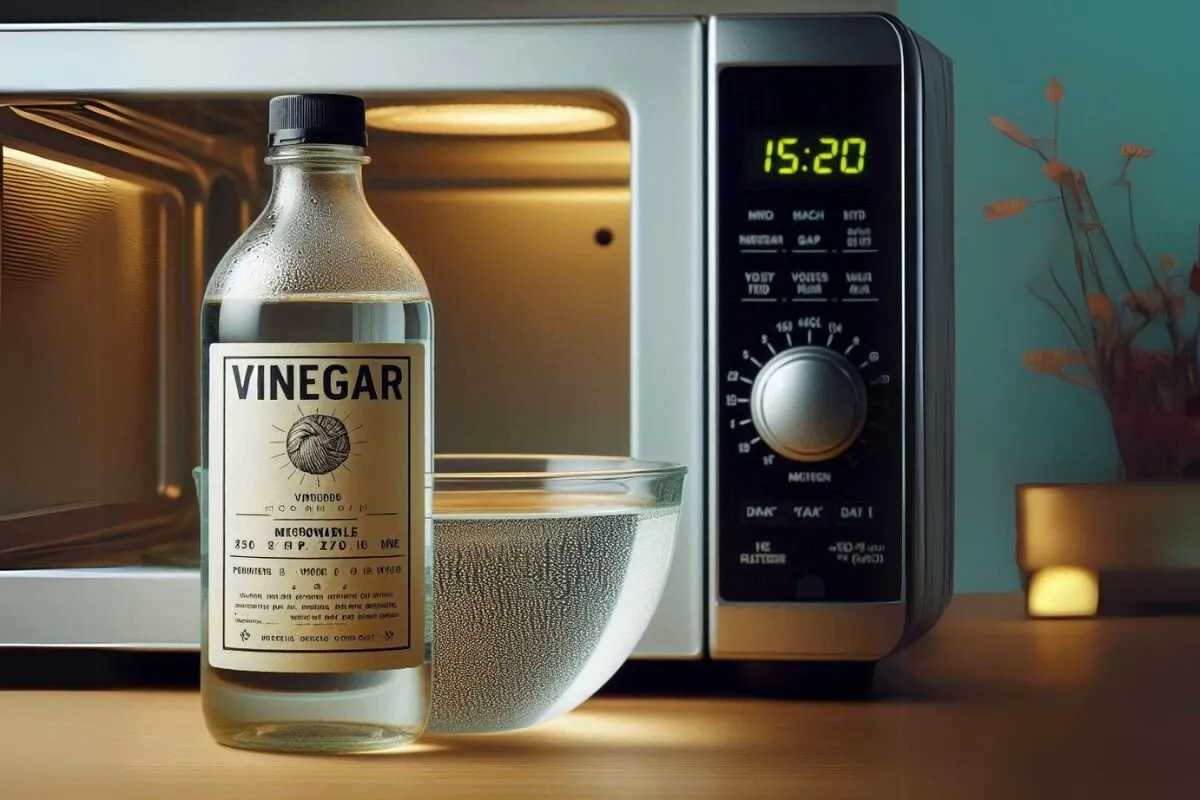 Vinegar and Water - how to clean microwave oven