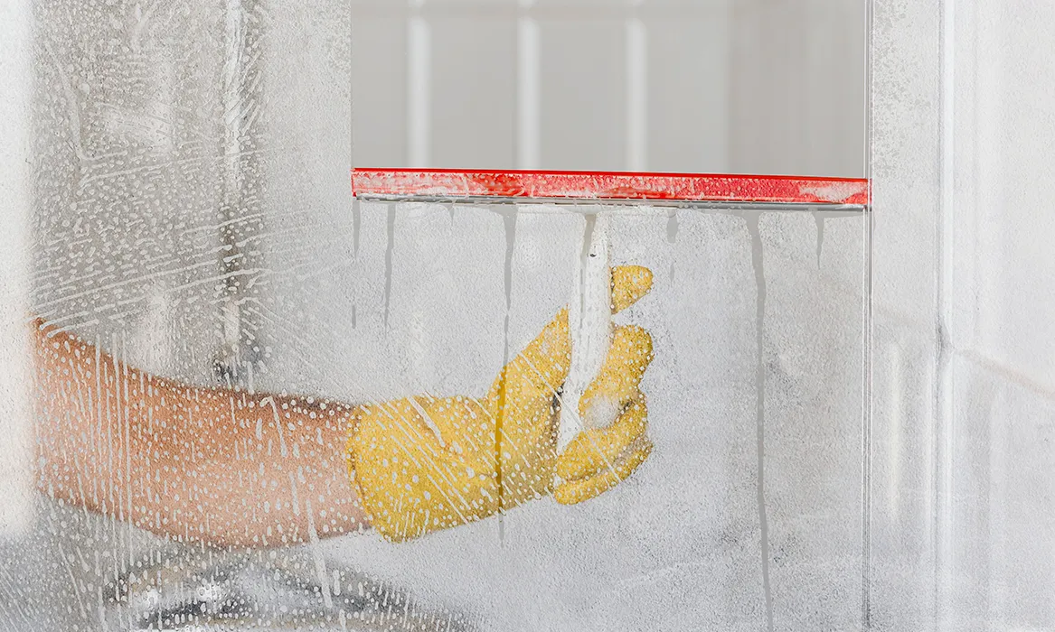 Squeegee glass shower doors